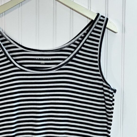 The Limited Stripped Ribbed Tank Top Womens XXLarge White Blue Made In Cambodia - Picture 3 of 9